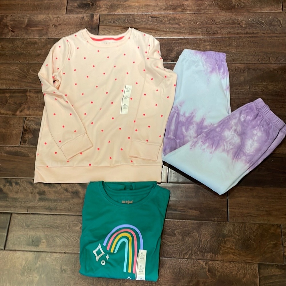 Girls XL Bundle/sweatshirt, sweatpants, long sleeve tee/Cat & Jack Brand/ new